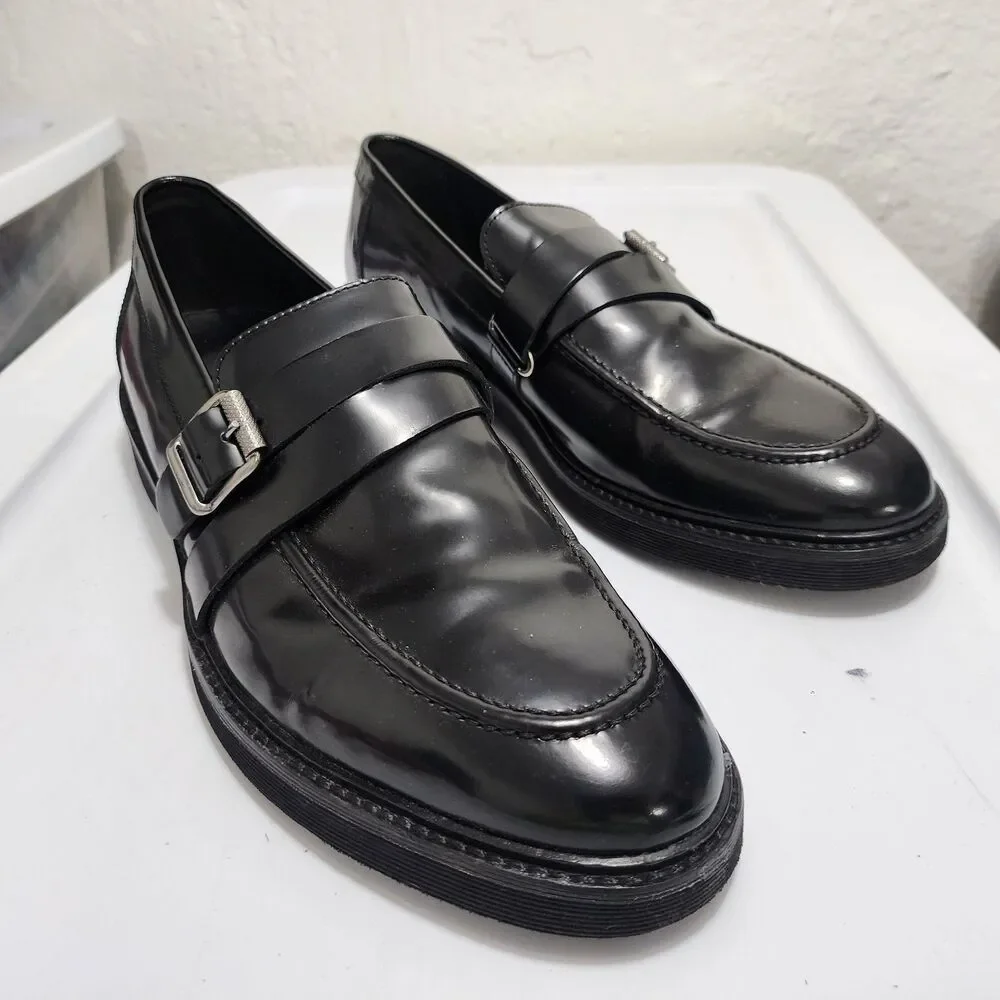 Geox Patrick Cox glossy black leather monk-strap Hybrid Dress loafers US13 EU46
